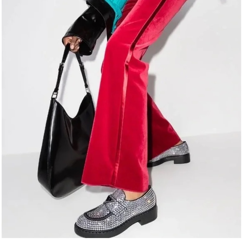 Prada Crystal Logo Flat Loafers - Picture 9 of 10